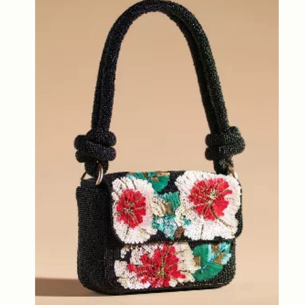 Anthropologie Embellished Beaded Knot Shoulder Bag